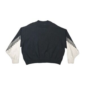 Zara Knit Pullover Sweater Women's Size Small Black‎ White Sleeve Mock Neck